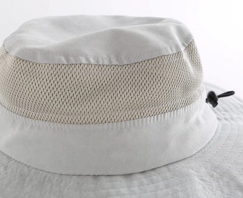 Connectyle Kids Sun Hat Toddler Boy Bucket Hat Breathable Beach Hat for Toddler Adjustable Safari Hats for Fishing Light Gray - Image 2